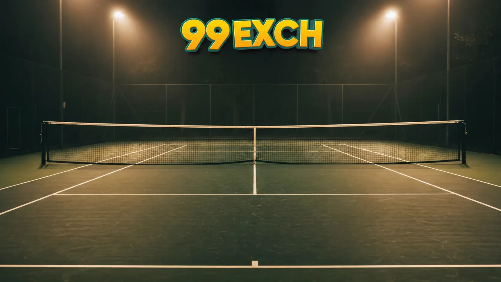 Tennis court with live scoring and market data