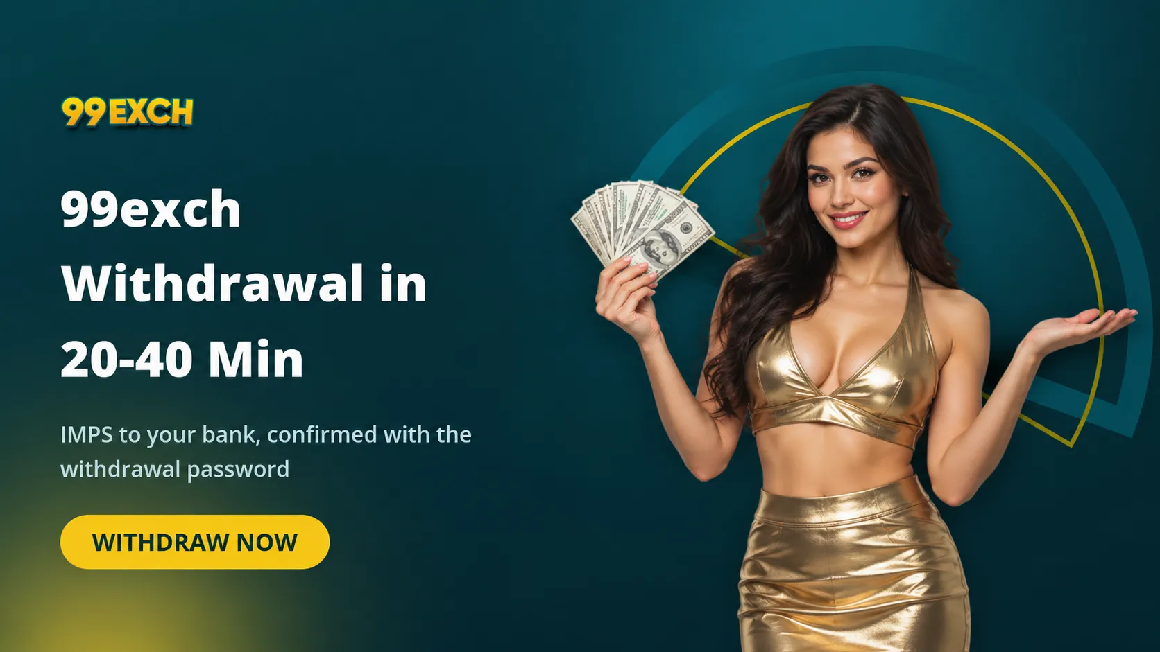 99exch withdrawal timing banner showing a payout to an Indian bank account