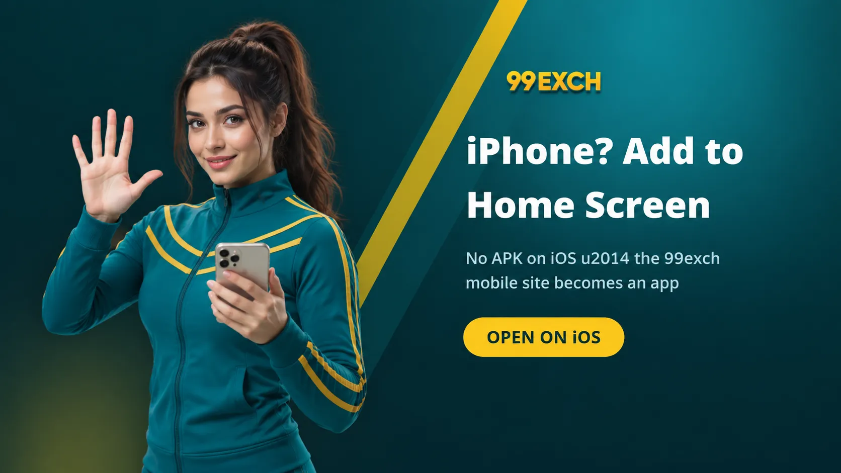99exch on iPhone showing the Add to Home Screen shortcut